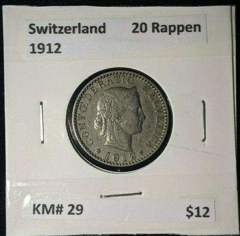 Switzerland 1912 20 Rappen KM# 29   #310   #12B