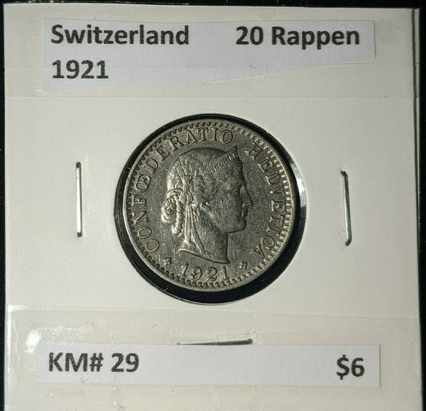 Switzerland 1921 20 Rappen KM# 29   #318   #12B