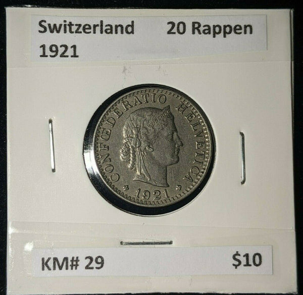 Switzerland 1921 20 Rappen KM# 29   #316   #12B