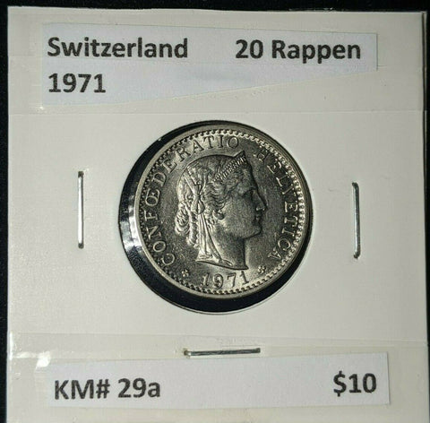 Switzerland 1971 20 Rappen KM# 29a   #256  #12C