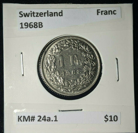 Switzerland 1968B Franc KM# 24a.1  #614	#20B