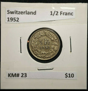 Switzerland 1952 1/2 Franc KM# 23   #595 #20A