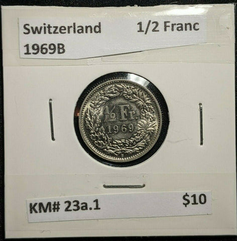 Switzerland 1969B 1/2 Franc KM# 23a.1   #597	#20B