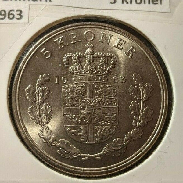 Denmark 1963 5 Kroner KM# 853.1  #455