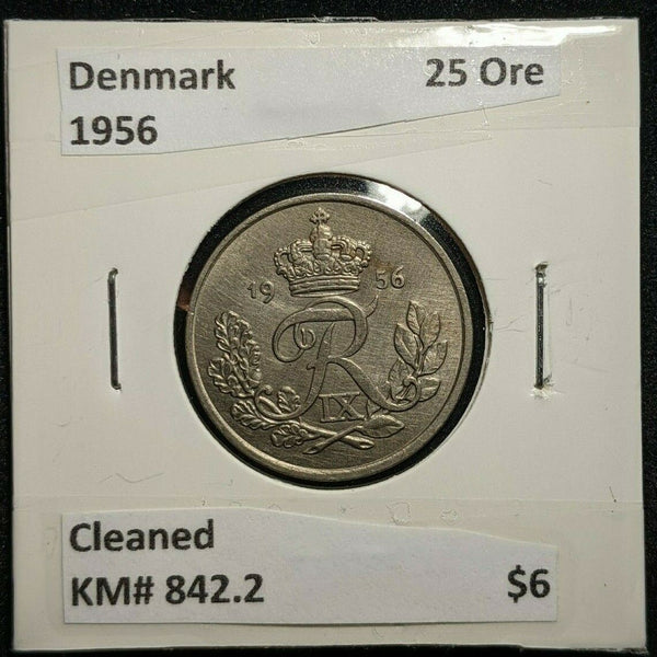 Denmark 1956 25 Ore KM# 842.2 Cleaned  #415