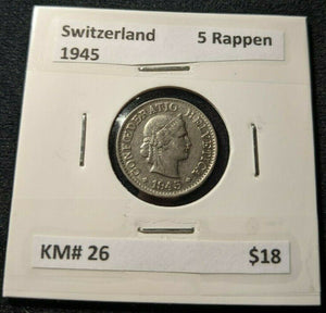 Switzerland 1945 5 Rappen KM# 26   #296    #12B