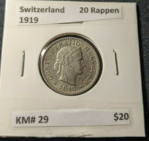 Switzerland 1919 20 Rappen KM# 29   #320   #12B