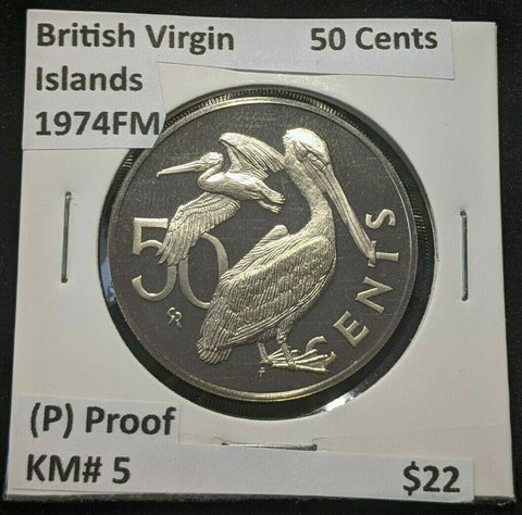 British Virgin Islands Proof 1974 FM (P) 50 Cents KM# 5 #1050