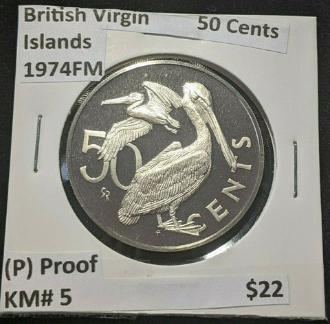 British Virgin Islands Proof 1974 FM (P) 50 Cents KM# 5 #1080