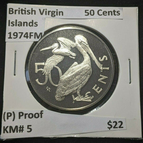 British Virgin Islands Proof 1974 FM (P) 50 Cents KM# 5 #1073