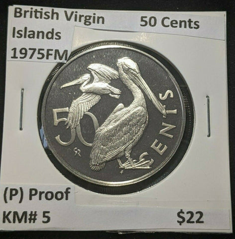 British Virgin Islands Proof 1975 FM (P) 50 Cents KM# 5 #1070