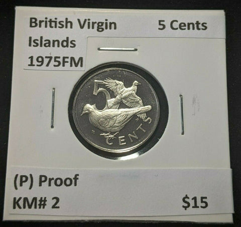 British Virgin Islands Proof 1975 FM (P) 5 Cents KM# 2 #1055