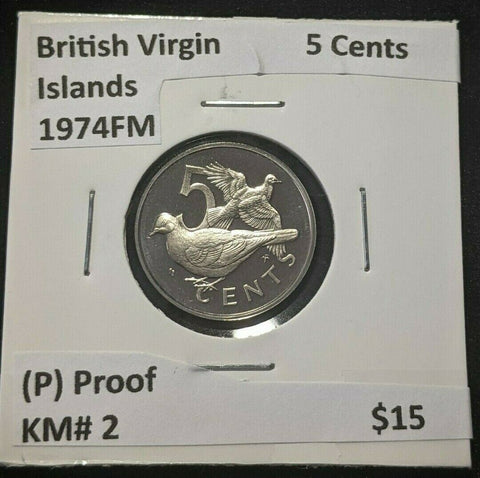 British Virgin Islands Proof 1974 FM (P) 5 Cents KM# 2 #1049