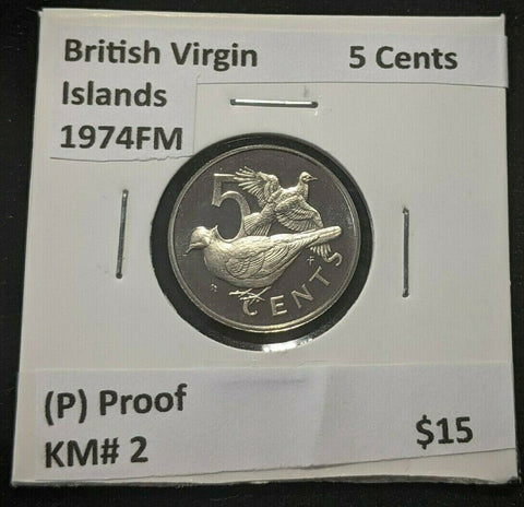 British Virgin Islands Proof 1974 FM (P) 5 Cents KM# 2 #1046