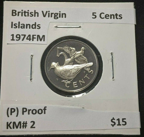 British Virgin Islands Proof 1974 FM (P) 5 Cents KM# 2 #1056