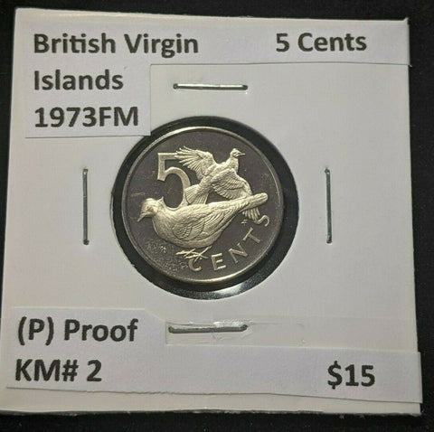 British Virgin Islands Proof 1973 FM (P) 5 Cents KM# 2 #1064