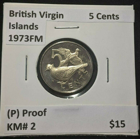 British Virgin Islands Proof 1973 FM (P) 5 Cents KM# 2 #1065