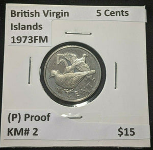 British Virgin Islands Proof 1973 FM (P) 5 Cents KM# 2 #1051