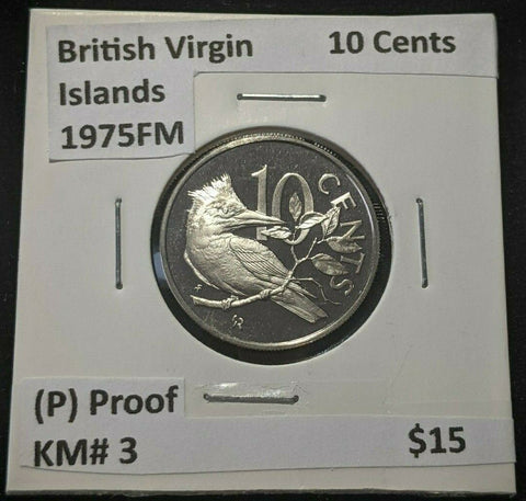 British Virgin Islands Proof 1975 FM (P) 10 Cents KM# 3  #1052