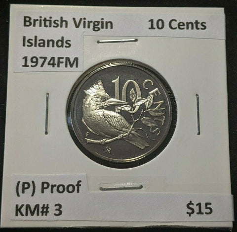 British Virgin Islands Proof 1974 FM (P) 10 Cents KM# 3 #1048