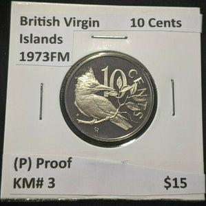 British Virgin Islands Proof 1973 FM (P) 10 Cents KM# 3  #1063