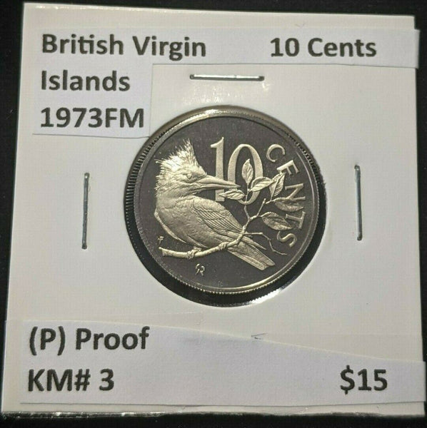 British Virgin Islands Proof 1973 FM (P) 10 Cents KM# 3  #1063