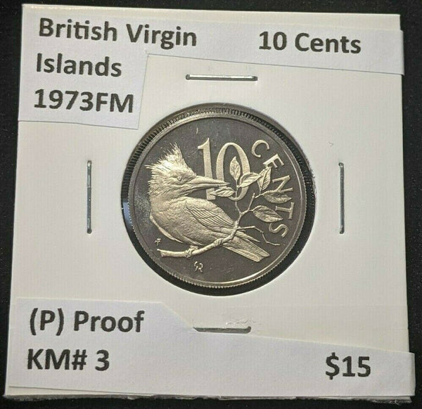 British Virgin Islands Proof 1973 FM (P) 10 Cents KM# 3 #1060