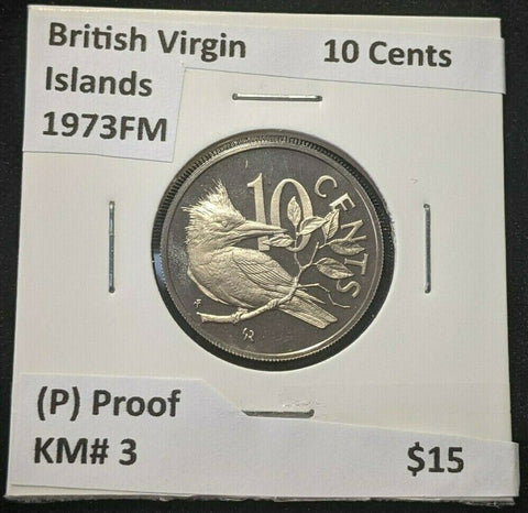 British Virgin Islands Proof 1973 FM (P) 10 Cents KM# 3 #1060