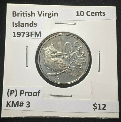 British Virgin Islands Proof 1973 FM (P) 10 Cents KM# 3 #1062