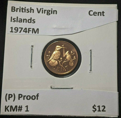 British Virgin Islands Proof 1974 FM (P) Cent KM# 1 #1166