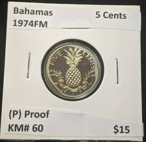 Bahamas Proof 1974 FM (P) 5 Cents KM# 60 #1086