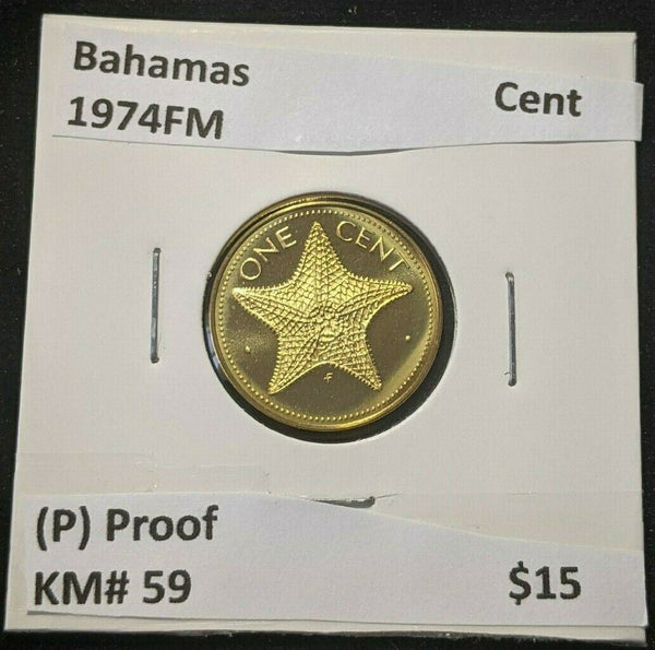 Bahamas Proof 1974 FM (P) Cent KM# 59  #1085