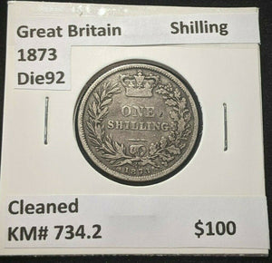 Great Britain 1873 Die 92 Shilling KM# 734.2 Cleaned #034