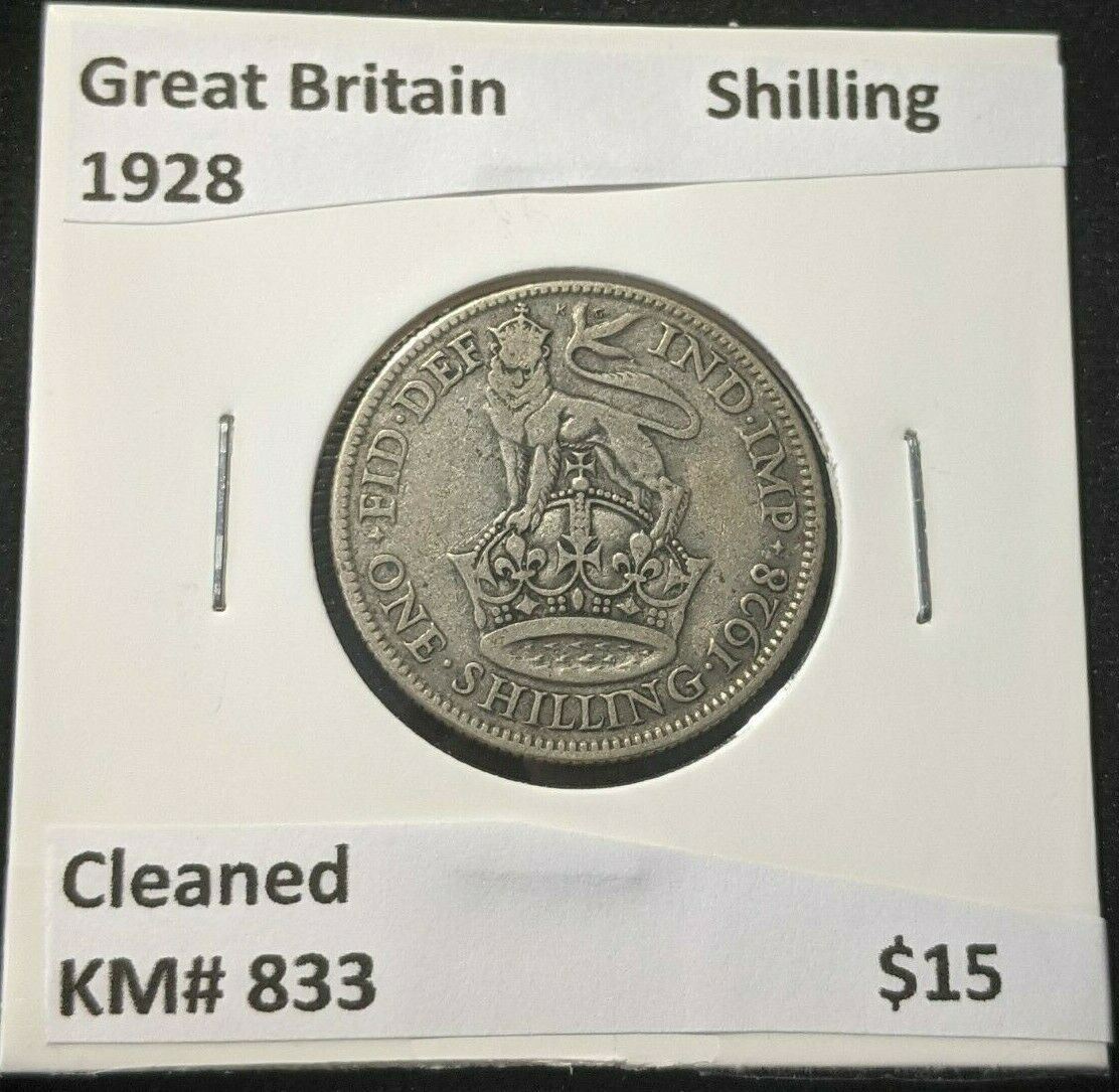 Great Britain 1928 Shilling KM# 833 Cleaned #013