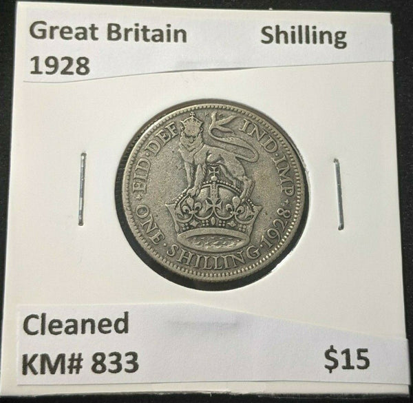 Great Britain 1928 Shilling KM# 833 Cleaned #013