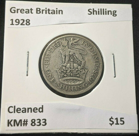 Great Britain 1928 Shilling KM# 833 Cleaned #013