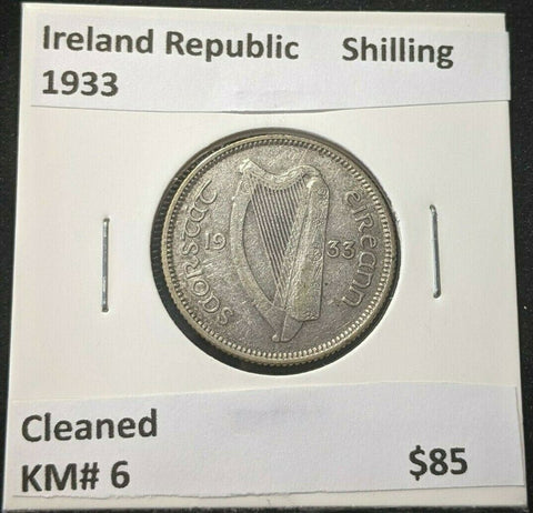 Ireland Republic 1933 Shilling KM# 6 Cleaned #003