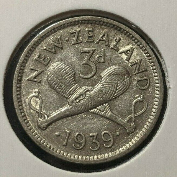 New Zealand 1939 Threepence 3d KM# 7 Cleaned #1262