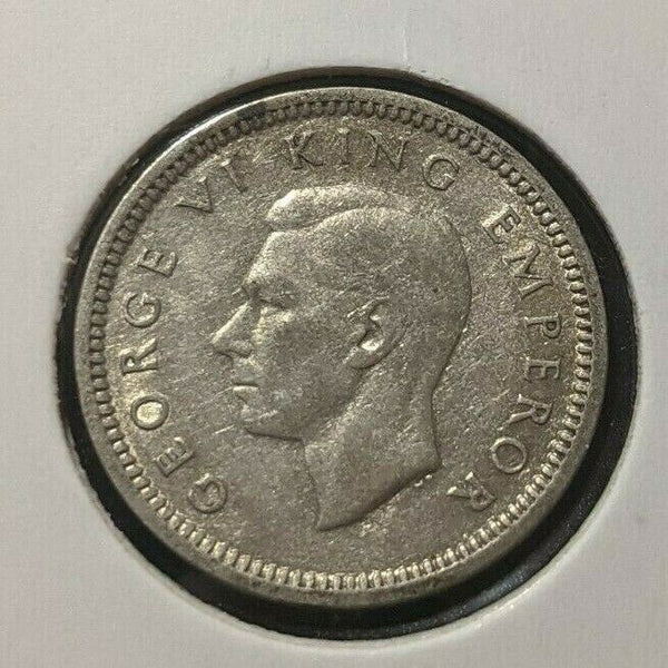 New Zealand 1939 Threepence 3d KM# 7 Cleaned #1262