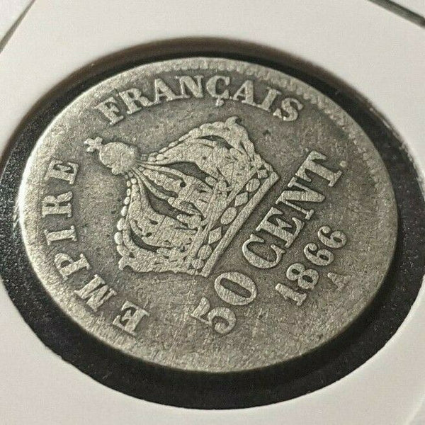 France 1866 A 50 Centimes KM# 814.1 Cleaned #015