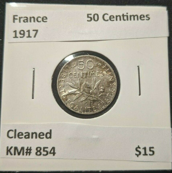 France 1917 50 Centimes KM# 854 Cleaned #009