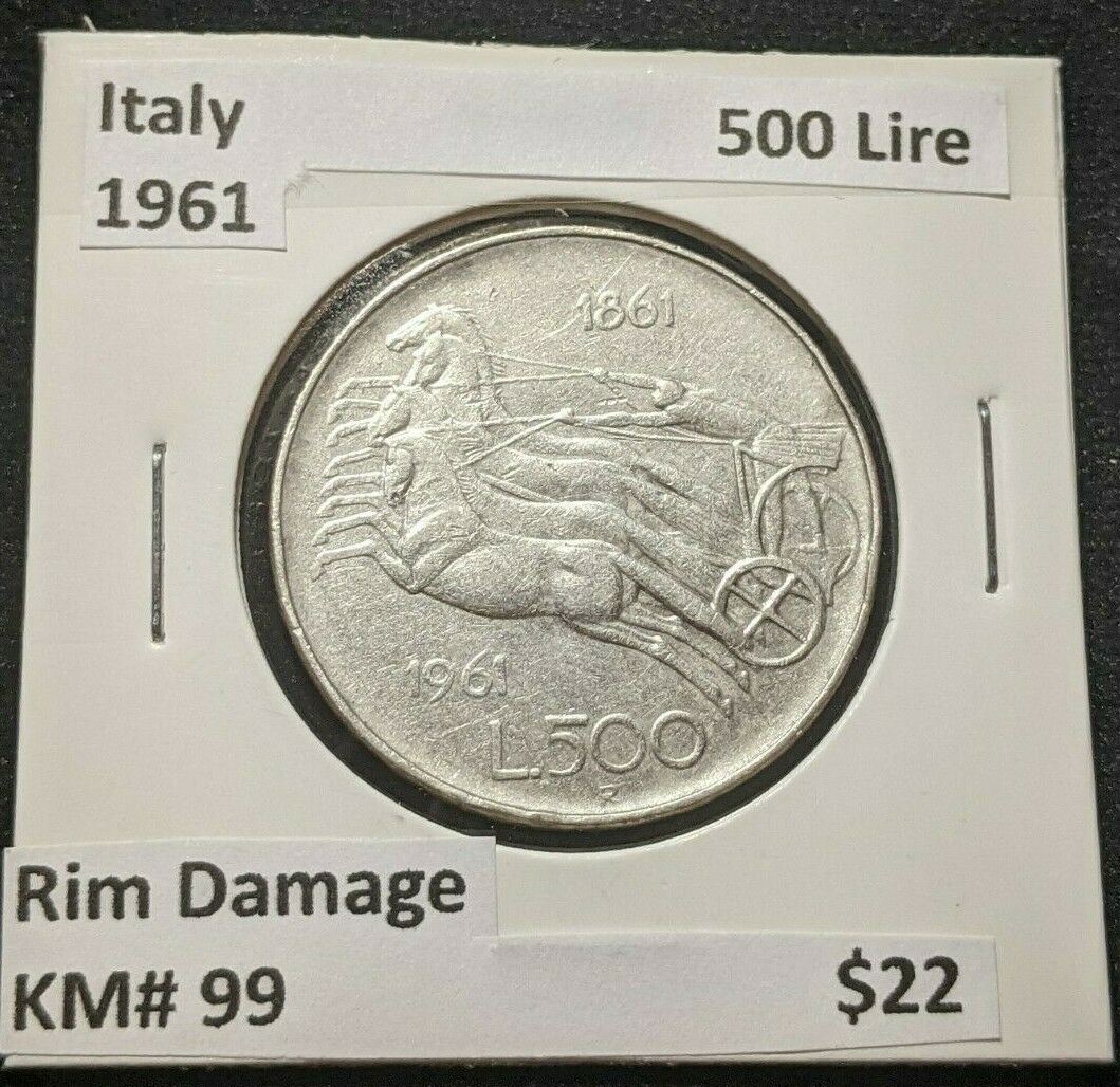 Italy 1961 500 Lire KM# 99 Rim Damage #012