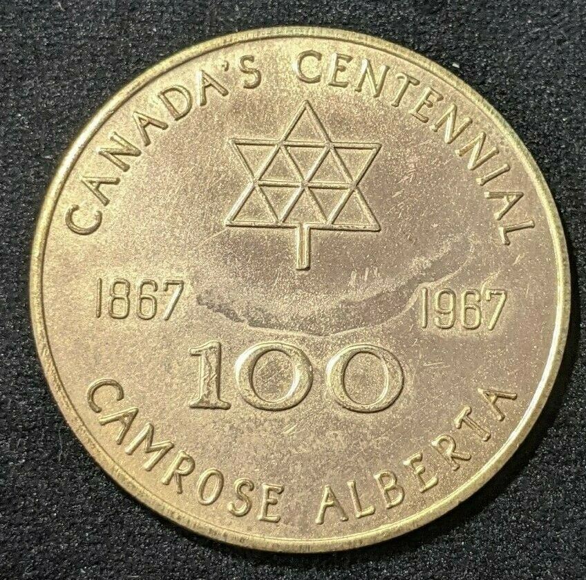 Canada 1967 Camrose Alberta $1 Centennial Dollar $1 token, The Rose City #1032