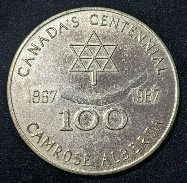 Canada 1967 Camrose Alberta $1 Centennial Dollar $1 token, The Rose City #1032