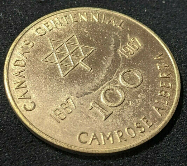 Canada 1967 Camrose Alberta $1 Centennial Dollar $1 token, The Rose City #1032