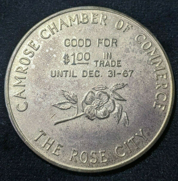 Canada 1967 Camrose Alberta $1 Centennial Dollar $1 token, The Rose City #1032