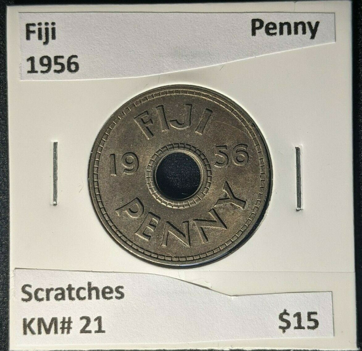Fiji 1956 Penny 1d KM# 21 Scratches  #1237