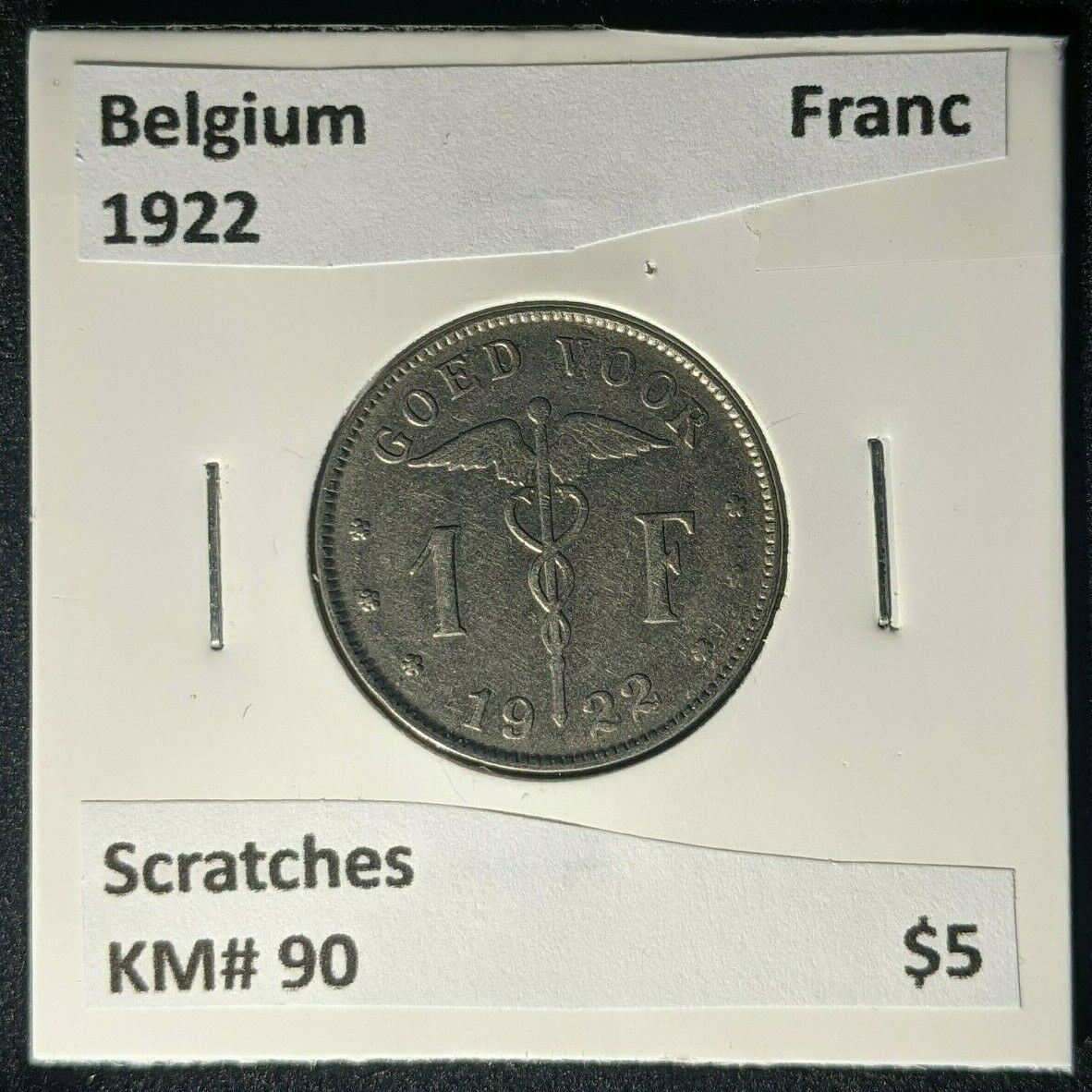 Belgium 1922 Franc KM# 90 Scratches #1913