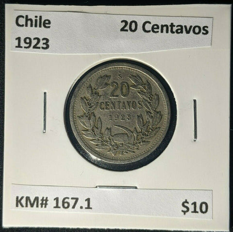 Chile 1923 20 Centavos KM# 167.1 #1980
