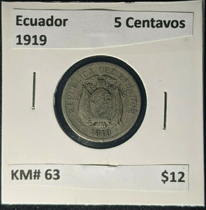 Ecuador 1919 5 Centavos KM# 63 #1308  #15B